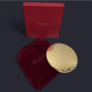 Gucci Gold Compact Mirror with Velvet Pouch
